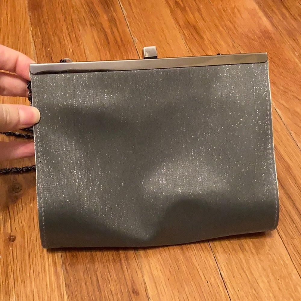 Gray metallic shoulder bag